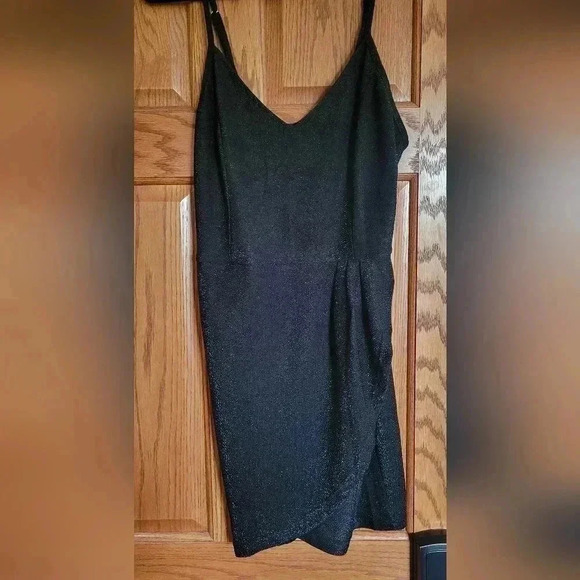 Black Glitter Spaghetti Strap Mini Bodycon Dress, size medium - Picture 4 of 4